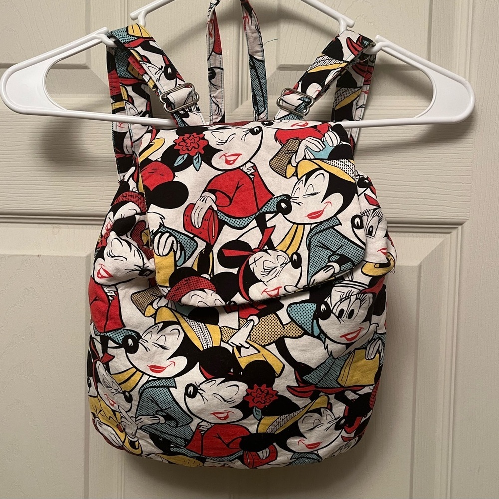 Disney Vintage Pastern Fabric Retro Minnie Mouse Colorful‎ Backpack & coin purse